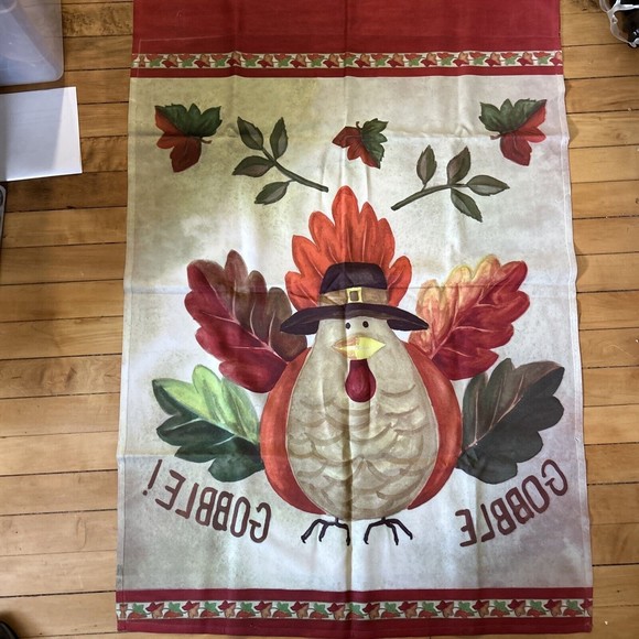Pilgrim Turkey Yard Flag  18" x 12” Laurie Korsgaden CDI Thanksgiving Fall Decor - Picture 4 of 7